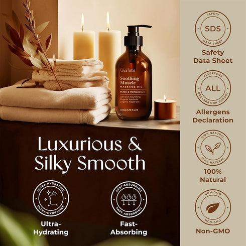 Set Set 2x200ml Relaxing Massage Oil & Soothing Massage Oil - Aromatherapy Grade Essential Oils - - Gya Labs
