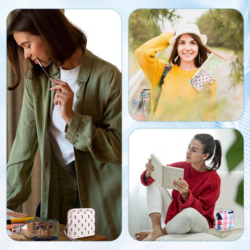 Skrfren 4 Pack Samll Portable Sanitary Napkin Storage Bag, Period Pouch for Purse Sanitary Pad Storage Bag Cute