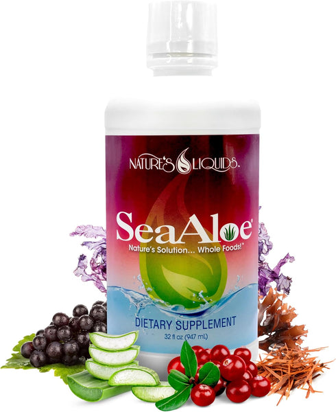 Nature’s Liquids SeaAloe Liquid Whole Food - 32 Oz Liquid Multivitamin and Mineral Supplement with Aloe Vera