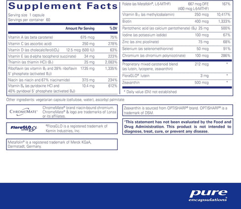 Pure Encapsulations Multi T/D - Multivitamin & Mineral Supplement for Daily Wellness, 60 Capsules