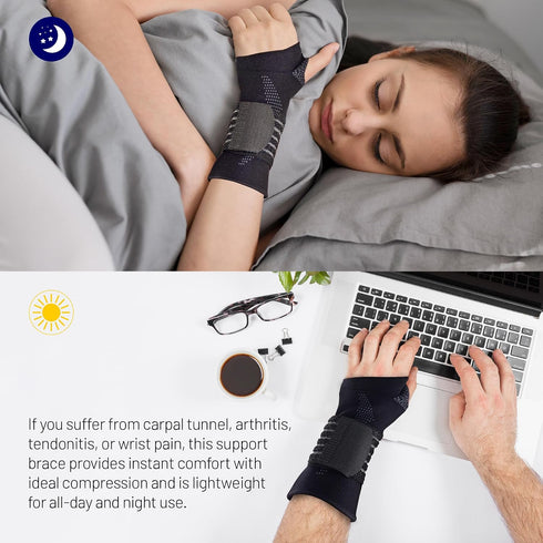invera 1, Adjustable Wrist Support Brace, Compression Sleeve, Unisex Wrist Protection Sleeve with Straps for Sprain