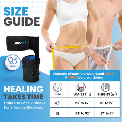 5-in-1 Ortho Hip Brace for Sciatica Pain Relief – Adjustable Groin Compression Wrap, Hamstring & Thigh Brace for M/L