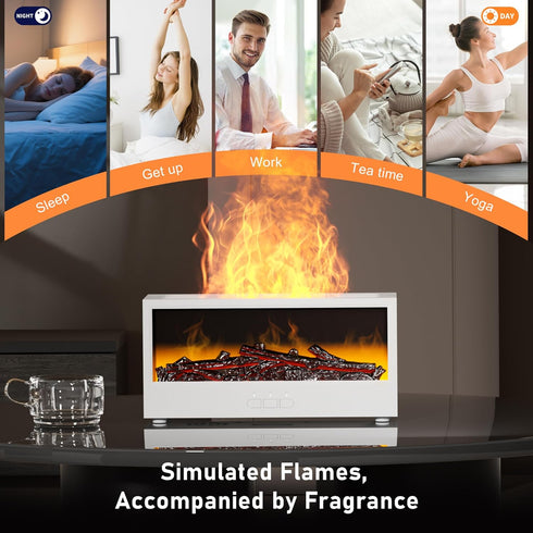 Humidifier,7 Fireplace Flame Air Diffuser Colors Aromatherapy Essential Oil Diffuser, Ultrasonic Aroma Humidifier