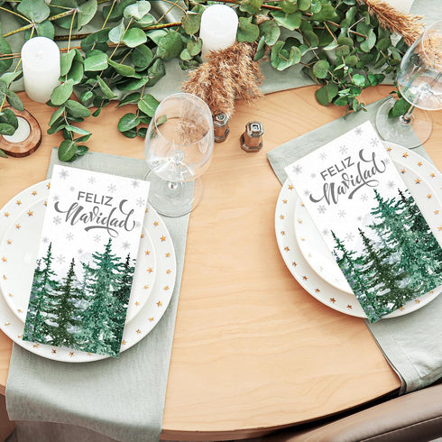 Janlaugh 100 3 Pcs Ply Feliz Navidad Disposable Napkins Hand Towels for Bathroom Paper Napkins Guest Decorative Paper