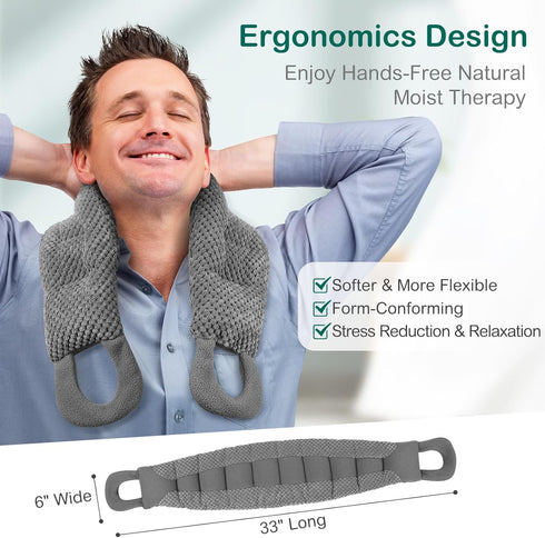 Microwavable Heating Pad for Neck and Shoulders - 33 * 6" Extra Long Weighted Moist Heat Pack for Pain Relief