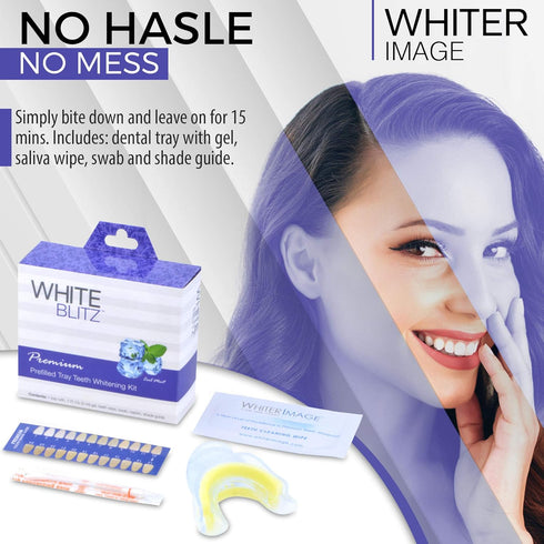Whiter Image (3ml) White Blitz Prefilled Teeth Whitening Kit with Vacuum-Sealed Tray, Teeth Whitening Gel + Shade