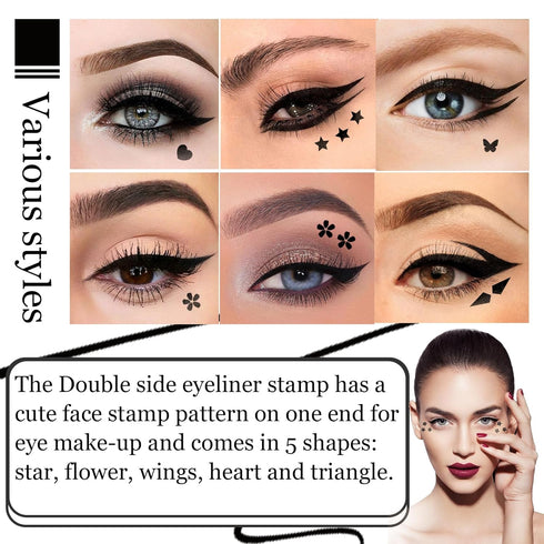 Double Side Liquid Winged Eyeliner Stamp, Smudge Proof Waterproof Pen Set (5PCS)