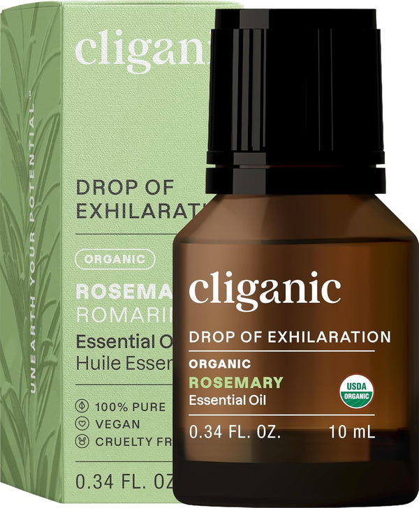 Cliganic Organic Rosemary Essential Oil - 100% Pure Natural for Hair, Skin, Aromatherapy | Non-GMO Verified