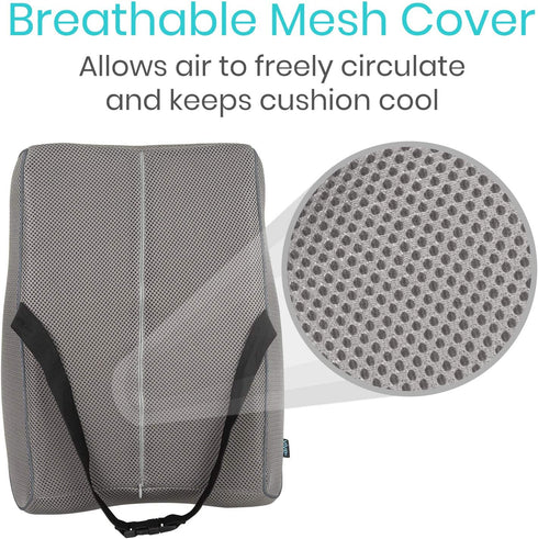 Vive Full Lumbar Cushion - Memory Foam Contour Support for Lower Back Pain - Ergonomic Pressure Relief for Office