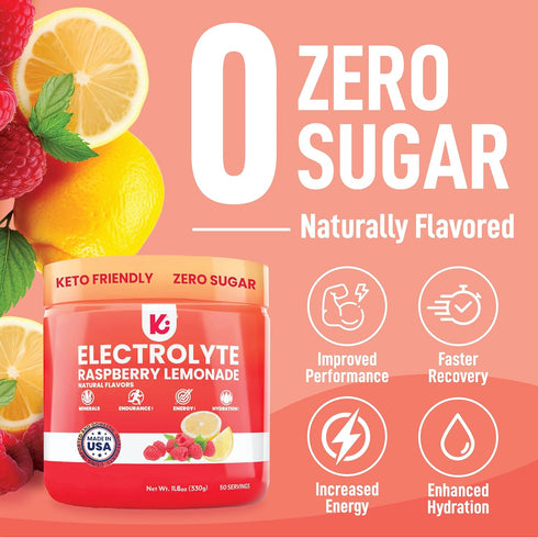 Keppi Keto Electrolytes Powder - Sugar Free Hydration Electrolytes - Made in USA - Raspberry Lemonade Flavor