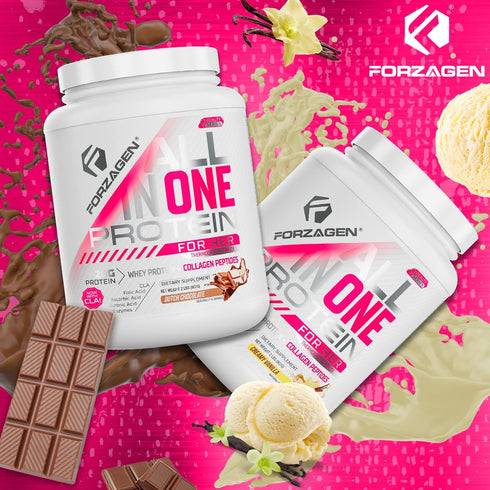Forzagen All in One Protein for Her, Women’s Protein Powder with Multi Collagen Peptides, Dutch Chocolate, 30+ Servings