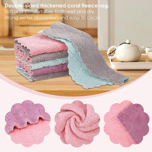 Rachan 11Pack (Pink-purple10 6") Kitchen Dish Cloths, Reusable Dish Towels, Nonstick Oil Washable Fast Drying, Super