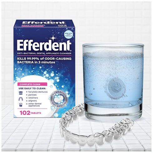 Efferdent Cleaning Tablets, 102 Count Denture Cleanser for Dental Appliances, Complete Clean