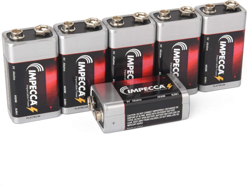 Impecca 12 Pack 9 Volt Batteries Ultra Long Lasting High Performance Leak-Resistant 9V Battery