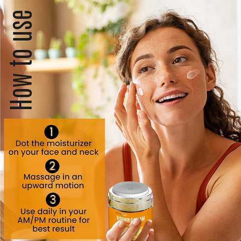 Vitamin C Moisturizing Cream, Organic Anti-Aging Hydrating for Dull, Dry & Sensitive Skin - 1.7 FL OZ