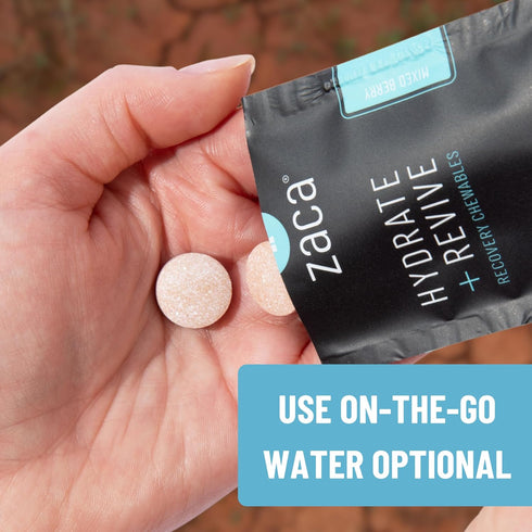 Zaca Recovery Chewable Supplement | Hydrate + Revive | Party, Travel, Exercise & Altitude | Non-Sugar & Non-Gluten |