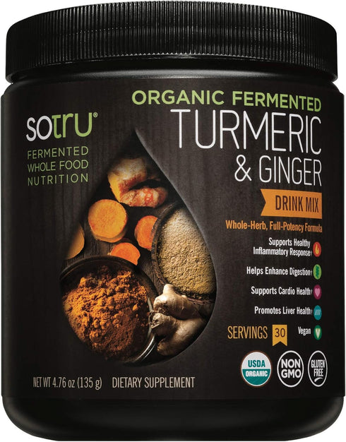 PlantFusion Turmeric and Ginger Drink Mix - Herbal Supplement Powder with Curcuminoids - USDA Certified Organic,