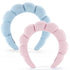 Spa Headbands Set of 2 for Washing Face, Terry Cloth Headband Combo Pack, Pink & Blue