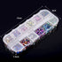 TecUnite 1200 Pieces 12 Colors Shiny Nail Rhinestones Flat Back Nail Gems Decorations with Box