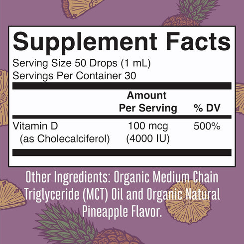 MaryRuth Organics Vitamin D3 Liquid Drops | 4000 IU Megadose | USDA Organic Spray for Adults & Kids, 30 Servings