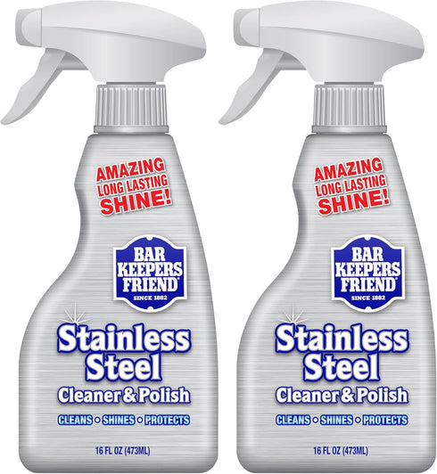 Bar Keepers Friend Stainless Steel Cleaner, 2 x 16 oz Spray, Removes Fingerprints & Stains without Scratching