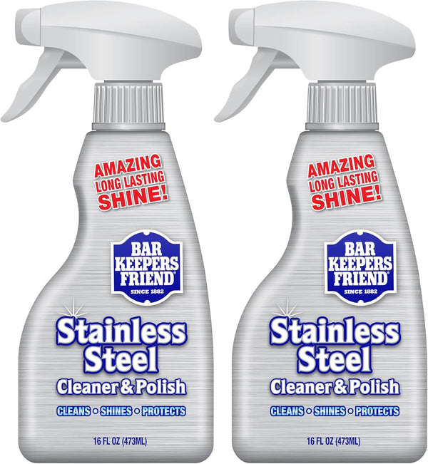 Bar Keepers Friend Stainless Steel Cleaner, 2 x 16 oz Spray, Removes Fingerprints & Stains without Scratching