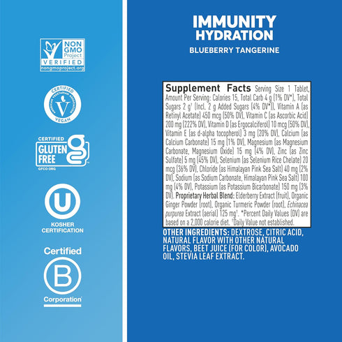 Nuun Hydration Immunity Electrolyte Tablets - 200mg Vitamin C, Blueberry Tangerine, 8 Pack (80 Servings)