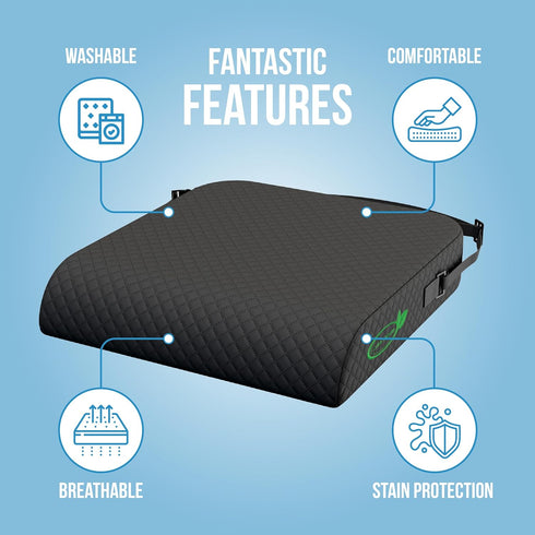 19 17 3 Extra Large Wheelchair Seat Cushion - for Sciatica and Lower Back Pain Relief, Anti-Slip, Removable Strap