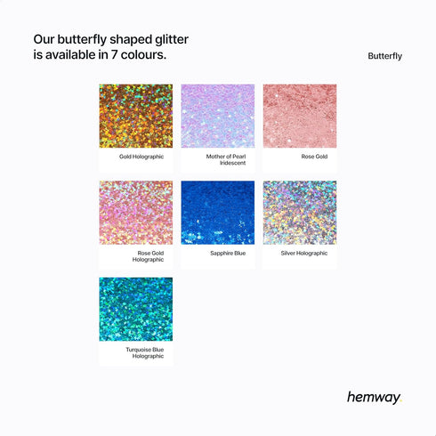 Hemway Ultra Sparkle Glitter - 1/8" 0.125" 3mm - Mother of Pearl Butterfly Glitter for Decoration, 50g