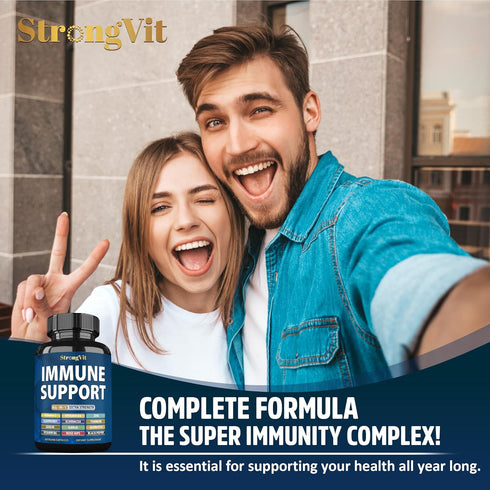 Immune 12 1 D3, Immune StrongVit Support Supplement in Complex with Vitamin C, Zinc, Echinacea, Elderberry, Ginger