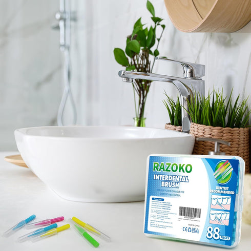 RAZOKO Interdental Brush, Toothpick Flossing Head, Easy Use Tooth Cleaning Tool, 176 Count (2mm/2.3mm/2.5mm/3mm)