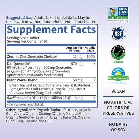 Garden of Life Quercetin Post Workout Recovery with Zinc, Turmeric & Green Tea – 30 Tablets, Healthy Inflammatory