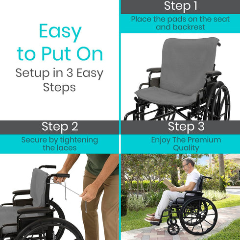 Vive Wheelchair Sheepskin Pad - Seat & Backrest Cover - Accessories for Back Pain Relief for Seniors, Adults - Bed Sore