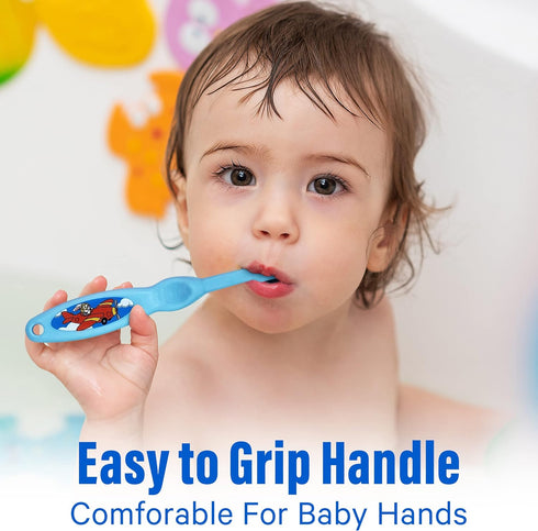 Baby Toothbrush Set of 3 - Soft Bristles Toddler Toothbrush for Boys and Girls, Cute Colors and Designs