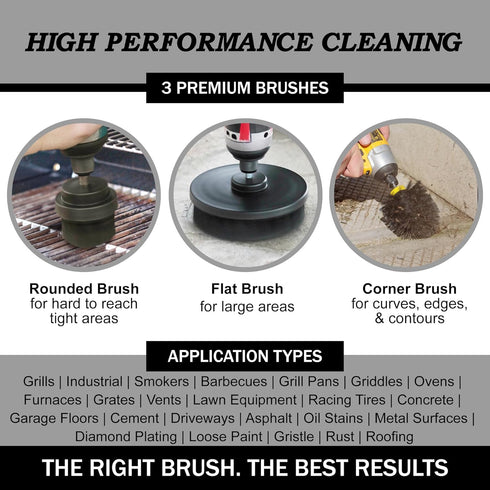 Industrial Cleaning Accessories - Brushes for Stain and Rust Remover, BBQ Cleaning Kit, Electric Grill Brush