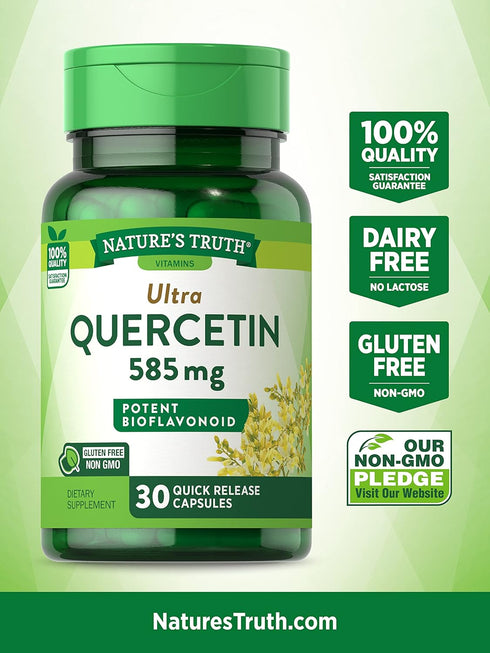 Nature's Truth Quercetin - 585mg Potent Bioflavonoid Supplement, 30 Capsules, Non-GMO & Gluten Free