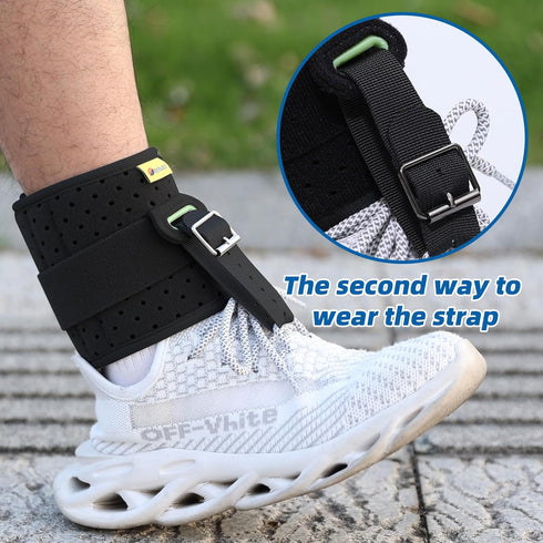 Tenbon Ankle Support Drop Foot Brace Orthosis - Adjustable Comfort Cushioned Wrap Compression for Improved Gait (Black)