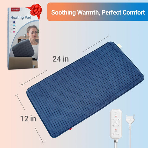 Comfytemp Heating Pad for Back Pain Relief, Electric Heating Pad for Period Cramps, 3 Heat Settings, Machine Washable