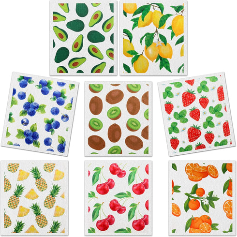 Reusable Swedish Kitchen Dish Cloths, 8 Pack Quick Drying Kitchen Sponges, Dish Rags for Home Cleaning and Washing