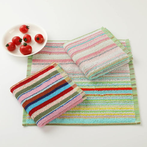 Ultra Absorbent Kitchen Dishcloths, Cotton Cleaning Cloths Pack of 8, 12x12 Inches for Washing Dishes (Wide Stripe)
