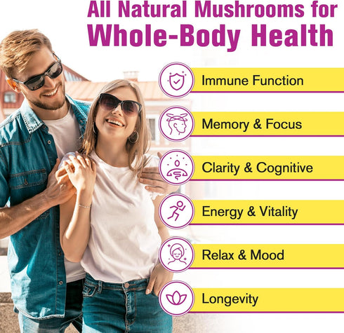 20 in 1 Mushroom Powder Supplement, 5000mg for Mushroom Coffee - Lions Mane, Reishi, Cordyceps, Turkey Tail & Herbs,