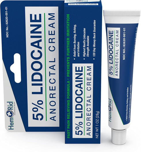 Maximum Strength Lidocaine Cream for Pain Relief. Fast-Acting Hemorrhoid Treatment Cream with 5% Lidocaine. Immediate Anal Itch Relief and Numbing