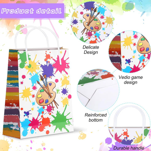 Art Party Bags - 16 Pieces Paint Art Party Treat Bags for Sip and Paint Party Decorations (Bright Style)