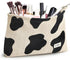 WLLWOO 2pcs Cow Corduroy Makeup Bag, Waterproof Zipper Cosmetic Bag, Small Travel Toiletry Pouch for Women