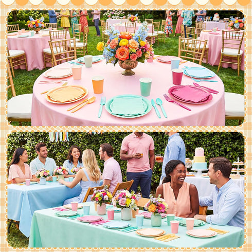 Zhehao 175 Set Pcs Candy Colors Party Supplies Colorful Disposable Tableware Kit with Plates, Cups, Napkins, Cutlery