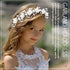 Wedding Hair Accessories for Kids, Princess Headpiece White Flower Headband Pearl Hair Dress for Girl and Flower Girls Communion