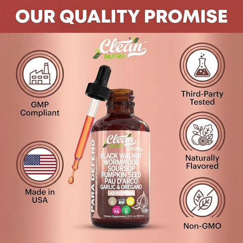 para Defend Wormwood Black Walnut Cleanse for Humans Drops Liquid Soursop Garlic Pumpkin Seed PAU D'Arco Oil of Oregano