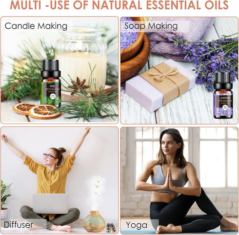 Set 26x5ml Essential Oils - Pure Aromatherapy Essential Oils Kit for Diffuser, Massage, Skin & Hair Care, Candle Making