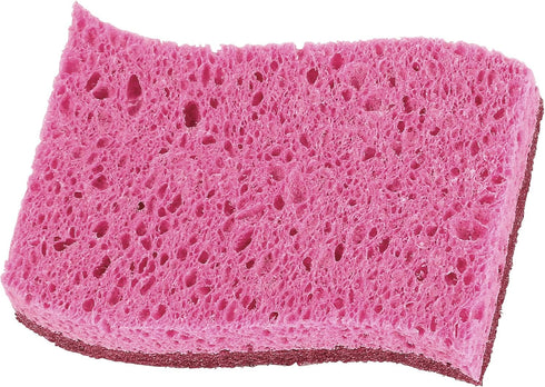 Non-Scratch Cellulose Sponge Kitchen Scrub Sponge with Scouring Pad Set, Good for Non-Stick Cookware Frying Pan, Pot, Counter Top, Sink Scrubbing, Kitchen Scrubbers, Pack of 2, (Red/Pink) by Superio