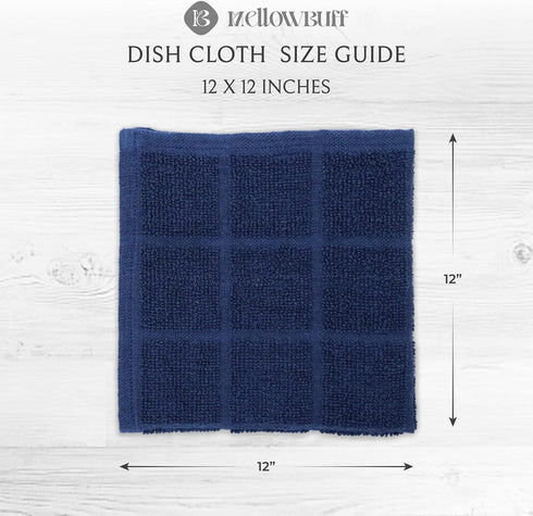 100% Cotton Terry Dish Cloth, 6 Pack, 12 x 12 Inches, Super Soft and Absorbent Rags for Kitchen Cleaning